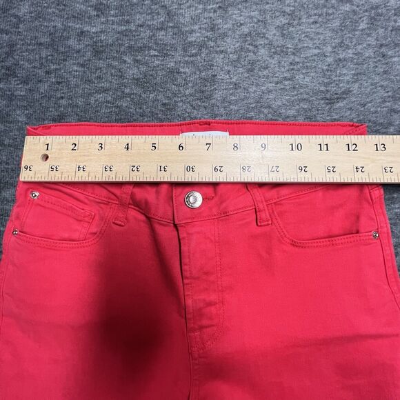 Kensie Jeans Women's Size 2/26 Red Mid-Rise Raw Hem Skinny Bold Ankle Crop - Picture 6 of 8
